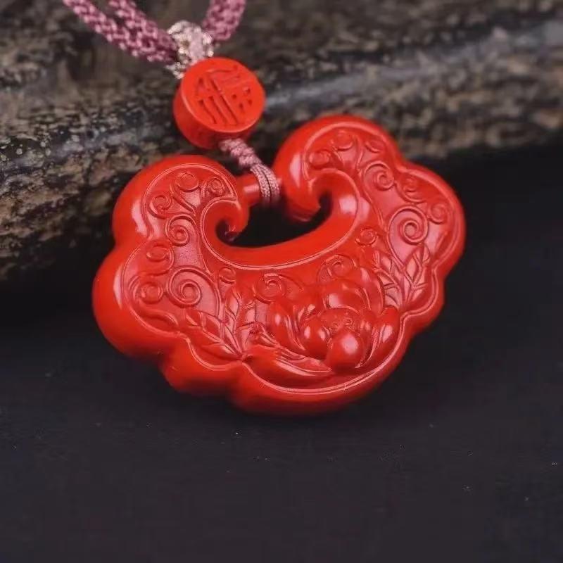 Guizhou Wanshan Zinnober Ruyi Schloss Anhänger Halskette - Unisex Lila Gold Sand Amulett Schmuck