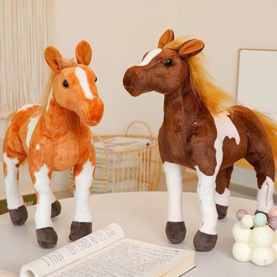 Kids Horse Doll Fleece Fabric Foal Shape Doll PP Cotton Filling Easy To Maintain Children Playroom Horse Companion