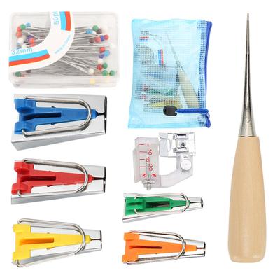 Einfasswerkzeug Stoff Schrägbandformer Quilten Nähfuß Einfasser Nähen DIY5 Einfasswerkzeug Set