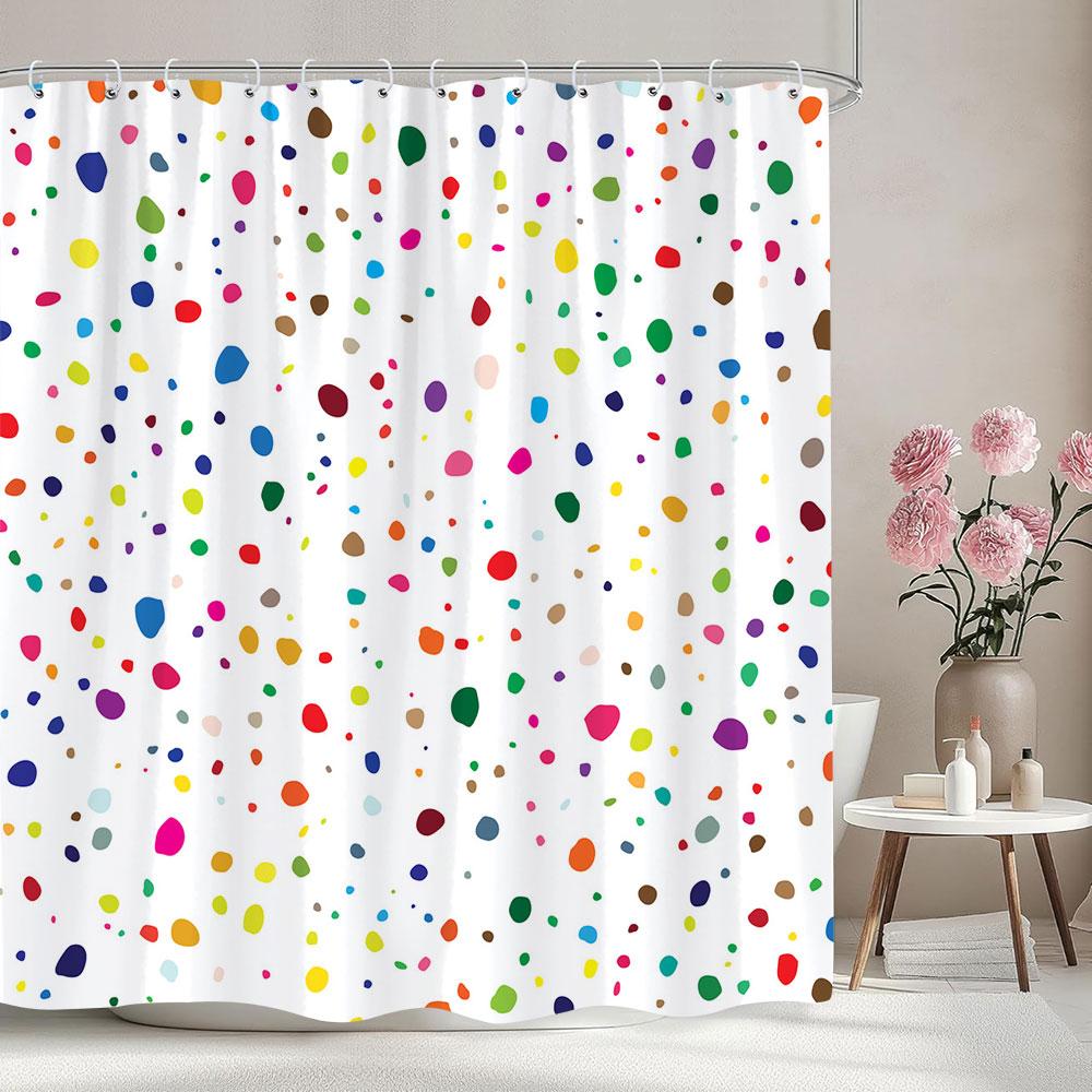 Abstract Geometric Lines Shower Curtain Irregular Pattern Square Wave Pattern Polyester Shower Curtain Bathroom Decor With Hooks
