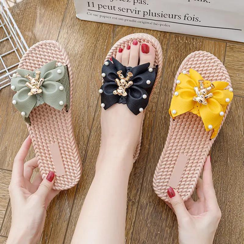 Fashion Flat Woman Slippers Bathroom Sandals Small Size On Offer Shoe Wholesale Summer 2025 Shoes for Women Korea Style Slides Promotion