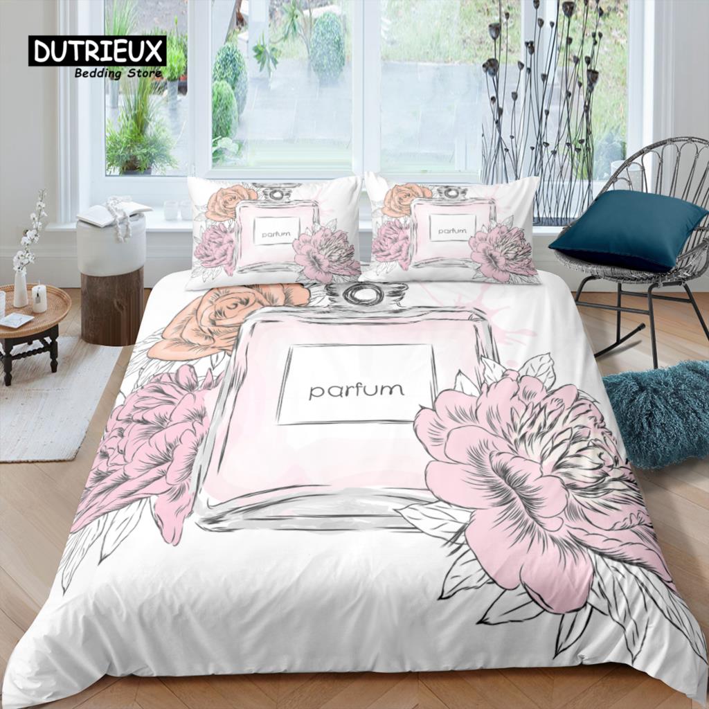 Comforter Home Living Luxury 3D Perfume Bedding Set Rose Flower Queen And King Eu/Us/Au/Uk Size Comforter Bedding