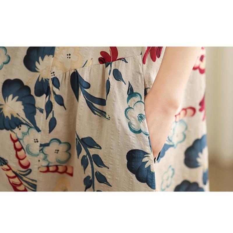 XITAO Patchwork Print Loose Pleated Dress ZMY1025