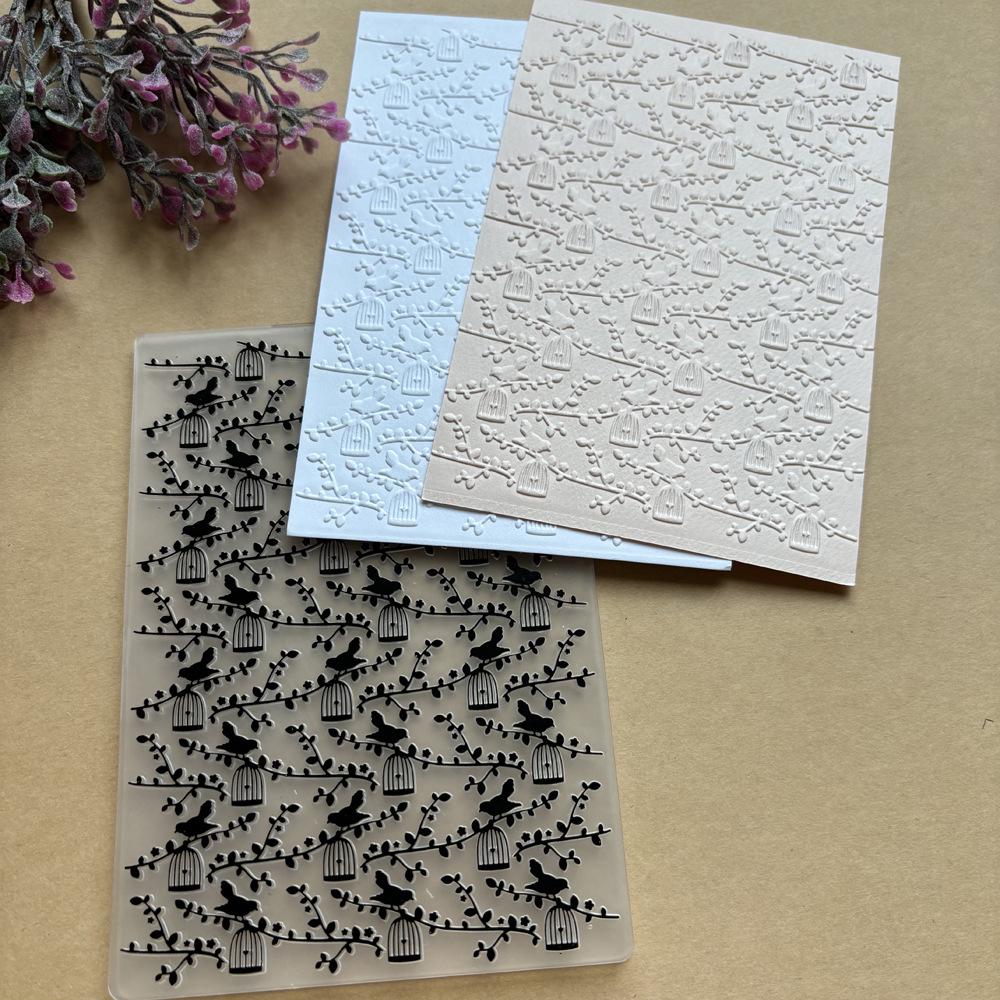 Birdcage Flowers Embossed Texture Mold for DIY Journals