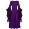 Kvinner Europeisk Retro middelaldersk domstolstil Halloween Cosplay-kostyme Voksen Skull Strap Dress Up Festantrekk