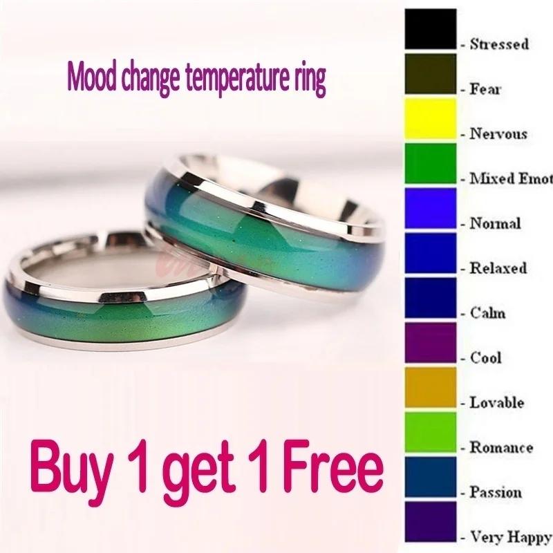 

2Pcs Fashion Pretty Creative Heart Emotion Temperature Change Ring High Jewelry Emotional Ring Suitable Couple Souvenir Decor 17 mm