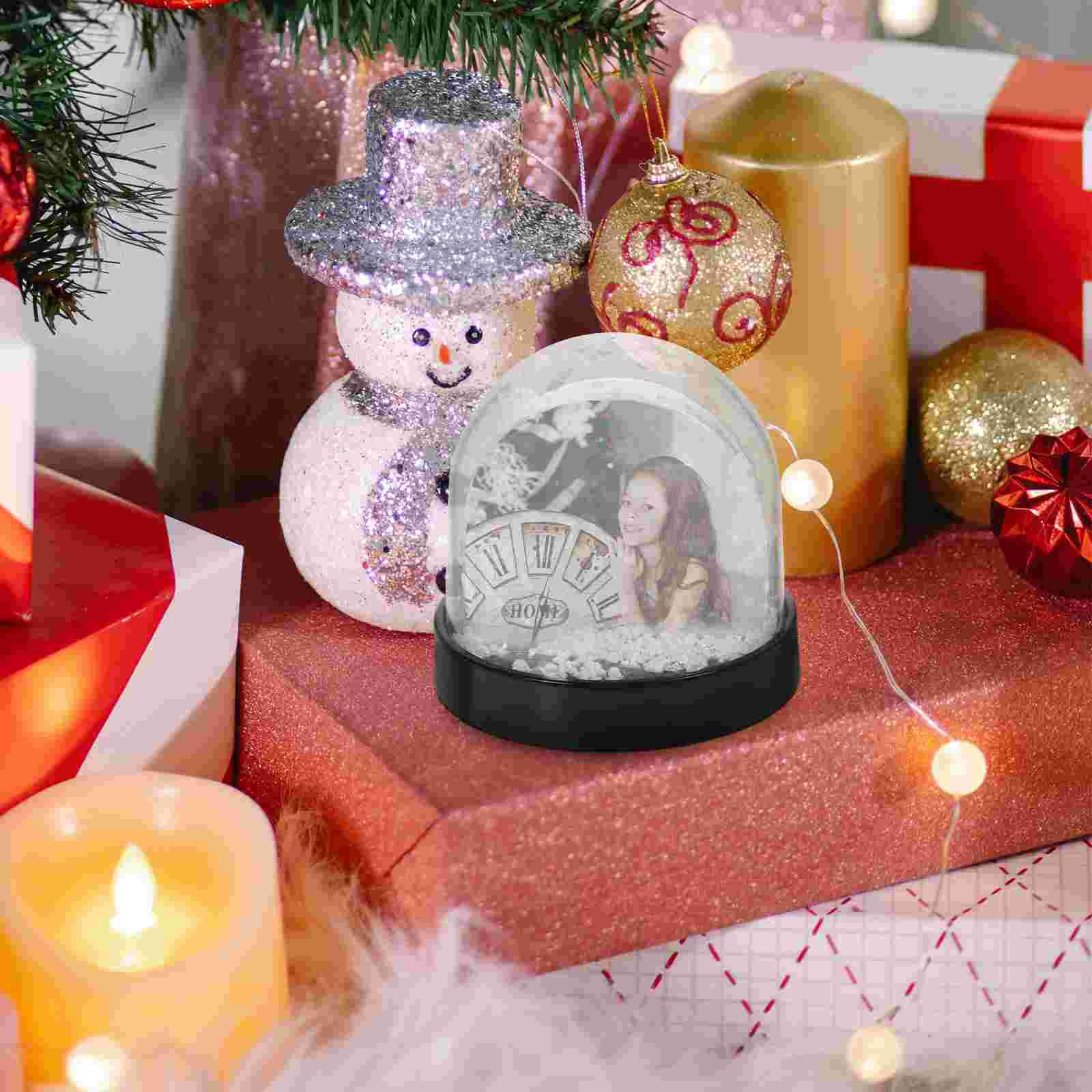 1Pc Snow Globe Photo Frame Plastic Picture Frame Snowglobe With Photo Insert Diy Craft Material Christmas Birthday Wedding Gift 9.00X9.00X8.50CM чёрный