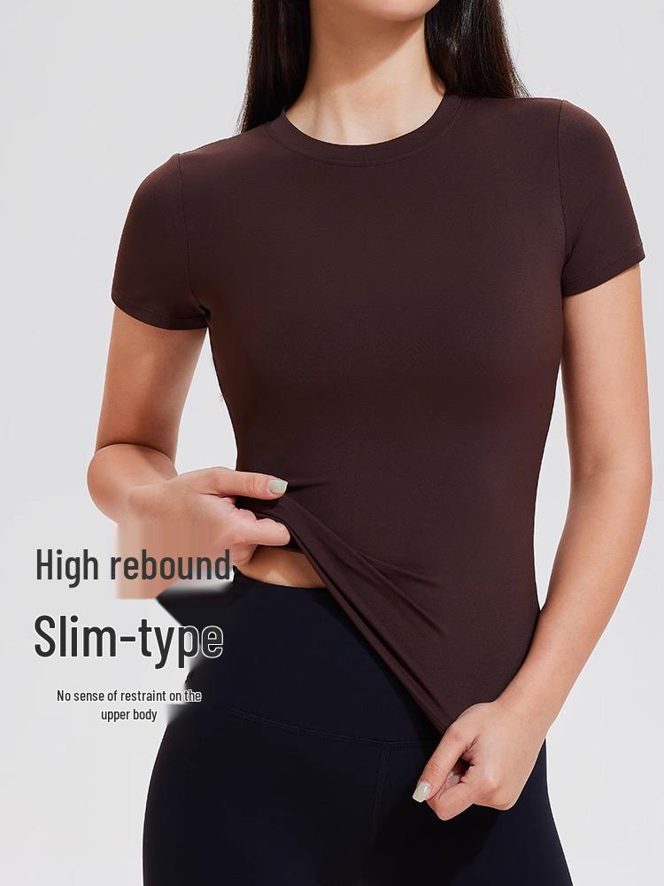 Top da Yoga Cai Jue da Donna, Vestibilità Slim, Manica Corta