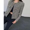 Coarse Tweed Small Fragrant Jacket for Women's Single Breasted Short Top Suit Jacket Female Wool Coat Lady Pocket Outwear Black