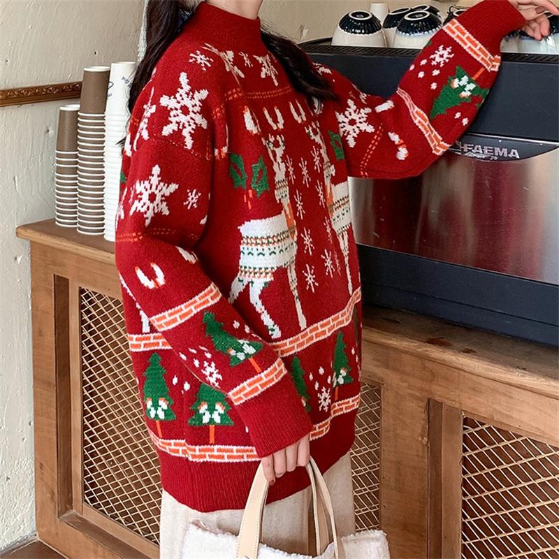 Abiti di Natale Elk Maglia rossa Donne Spessa Inverno Loose Manica lunga  Pullover Maglione acquista in modo economico — spedizione gratuita,  recensioni reali con foto — Joom