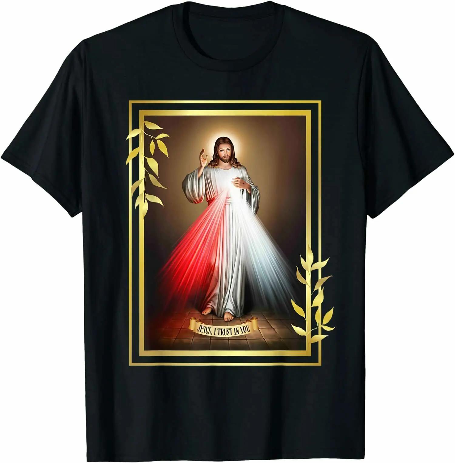Divine Mercy Jesus Christ Jesus, I Trust In You Catholic T-Shirt Breathable Top, Loose Casual Mens T-shirt S-3XL S разноцветный