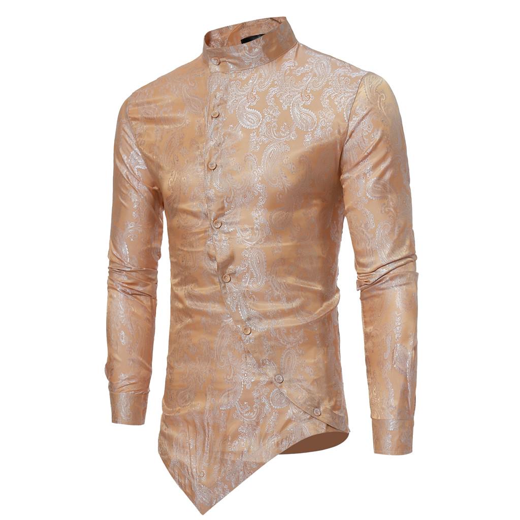 

(SU)Мужская весенняя футболка Irraguler Slim Fit с длинными рукавами и принтом, футболка с принтом, верхняя блузка