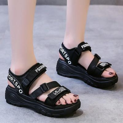 Nuevos zapatos de mujer Sandalias de mujer Sandalias deportivas de suela gruesa con punta abierta y velcro Sandalias para mujer