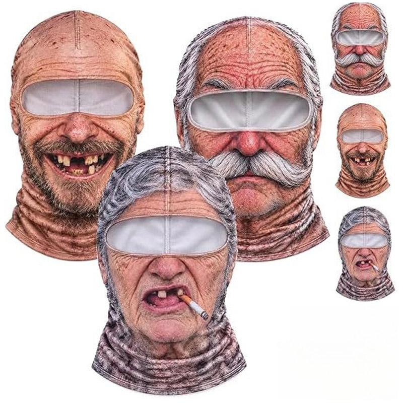 New Funny Realistic Face Ski Mask,Old Man Ski Mask Funny Realistic Face Balaclava,Novelty Winter Face Cover for Skiing Parties
