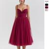 2025 European & American Elegant Backless Spaghetti Strap Dress for Formal/Banquet/Christmas Events