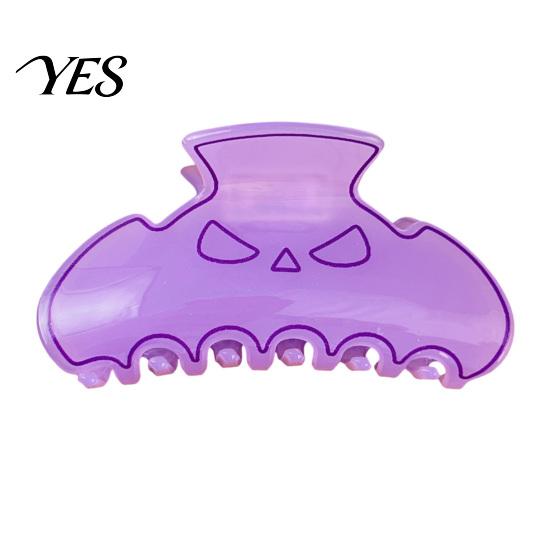 Halloween Themed Hair Clip High Elasticity Spring Claw, Translucent Jelly Texture Shark Clip, Claw for Women Pumpkin-Bat Design Back Head Daily