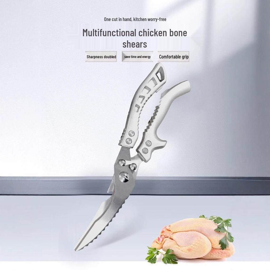 Auf Lager Edelstahl Multifunktionale Küchenschere zum Schneiden von Hühner- und Fischknochen