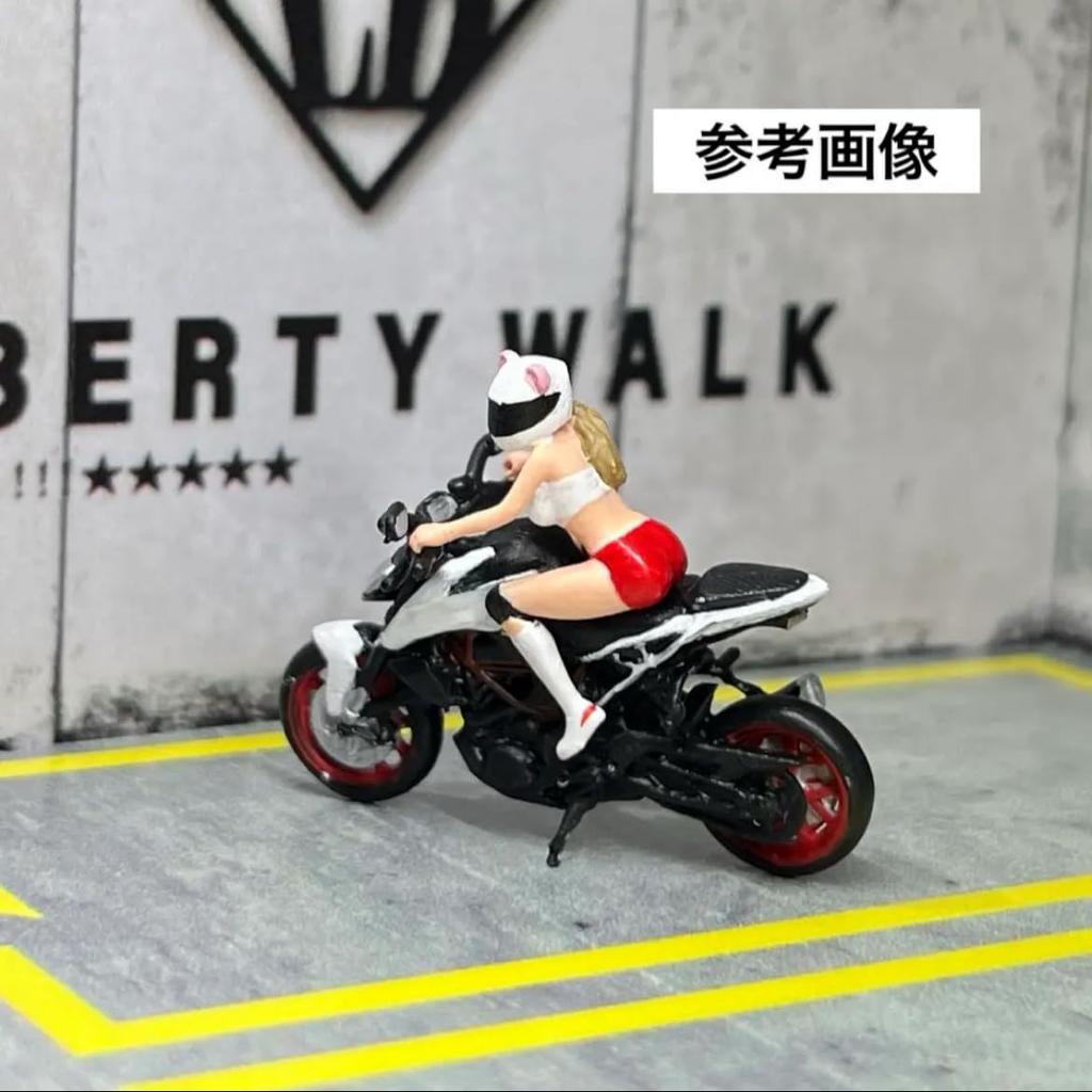 MiniRealm Scale Figure with Motorcycle for Dioramas and Miniature Model Finished Scale Figure MR0036 1/64 - Female, Painted, Cars, Girl, Product,