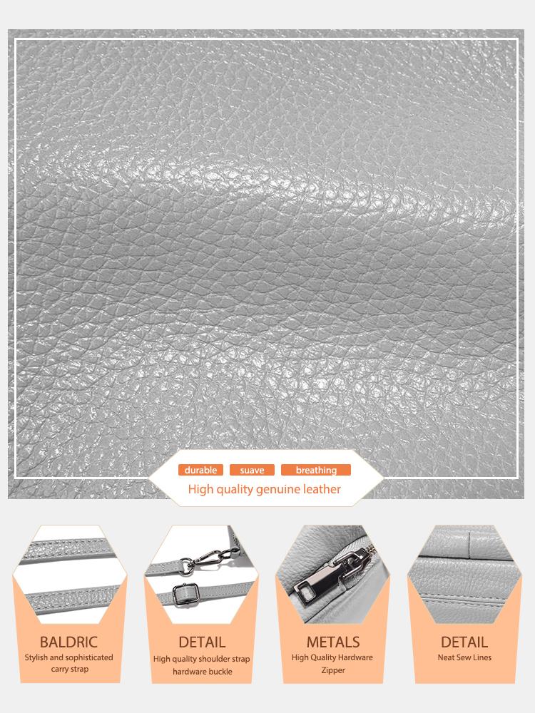 Zency Women's Minimalistic Shoulder Bag Crossbody Multi-pockets Leather Handbag