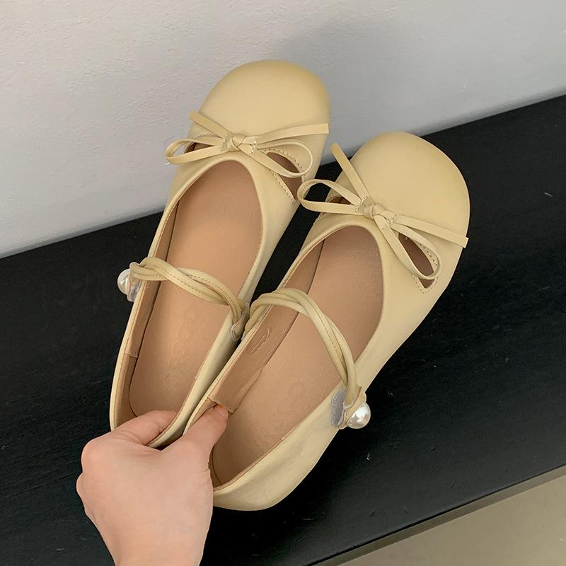 

Fashion silver French ballet light mouth flat sole shoes women s 2025 new spring bow Mary Jane shoes 40 жёлтый