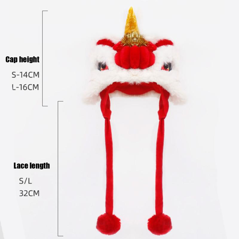 Cute New Year Pet  Lion-dance  Hat Warm Fleece Liner Soft Comfortable Chinese Style Cats Dogs