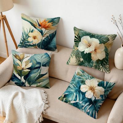 Retro Tropical Plants Cushions Pillowcase Polyester Cushion Cover Throw Pillow Pillowcover Home Car Sofa Decor