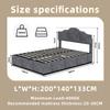 Modern minimalist bed, comfortable headboard, 140*200CM, gray, high box bed with pneumatic rod, does not include mattress.