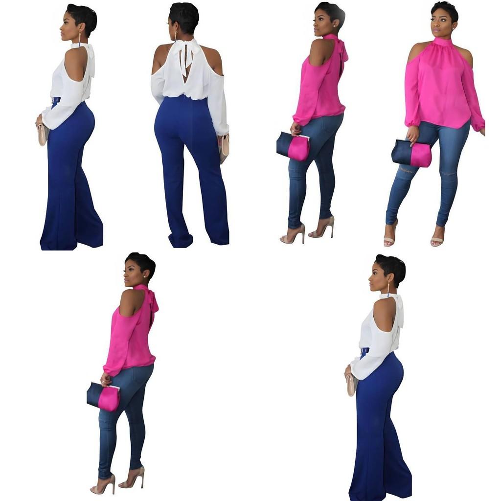 Elegant Ym-8202 Womens Long Sleeve Chiffon T-shirt In Soft Solid Colors For Sweet Style