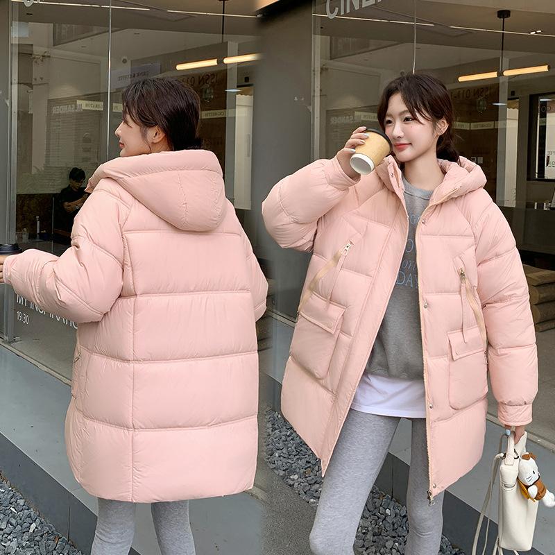 Down cotton jacket women's 2025 winter new cotton suit, Korean version mid-length thickened hooded bread padded jacket women's loose