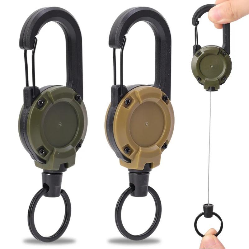1 pièce Sac à dos Tactique Boucle en U à Tirage Facile Porte-clés Rétractable Simple Noir Extérieur Portable Fil d'Acier Boucle à Ressort Quatre Couleurs