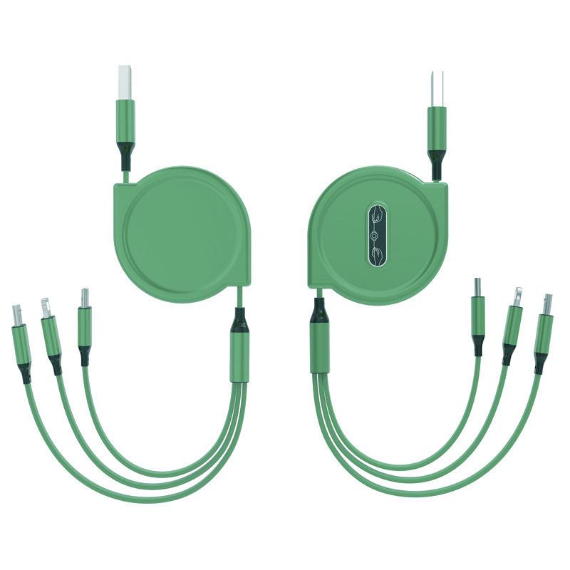 Retractable Macaron 3-in-1 Fast Charging Cable with Custom Logo