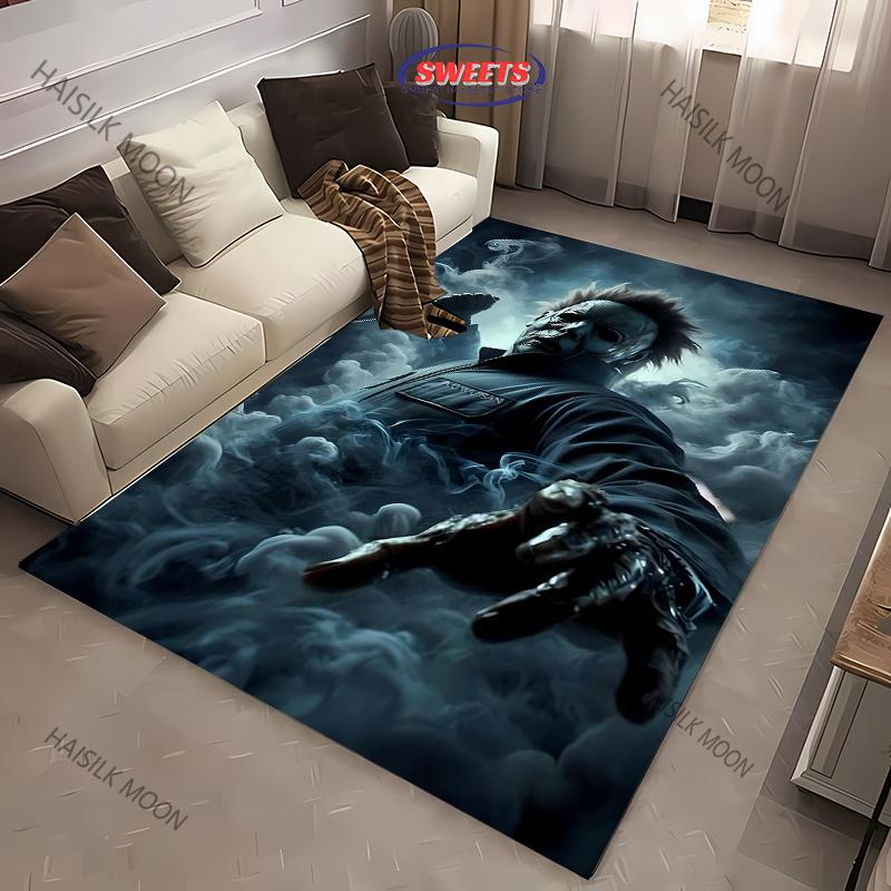 1PC Halloween Horror Carpet M-Michael M-Myers Theme Rugs for Living Rooms Bedroom Entrance Door Decor Non-slip All Seasons Mat