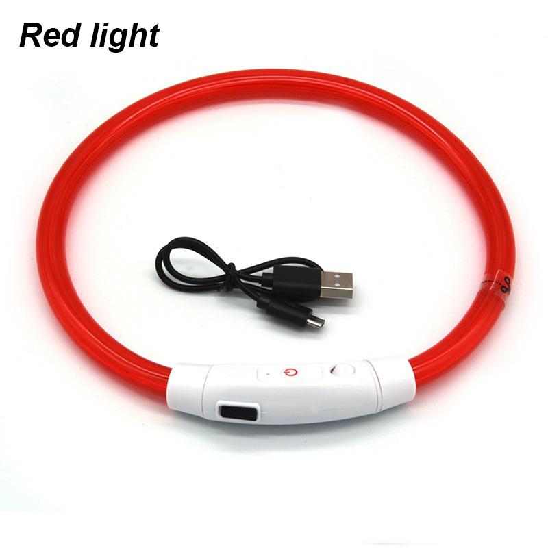 Wiederaufladbare LED-Hundehalsbänder Leuchtendes Leuchtendes Haustier-Hundehalsband USB-Hundehalsband Nacht 3 Modi LED-Licht Leuchtend Verlustverhinderung (Red,M)
