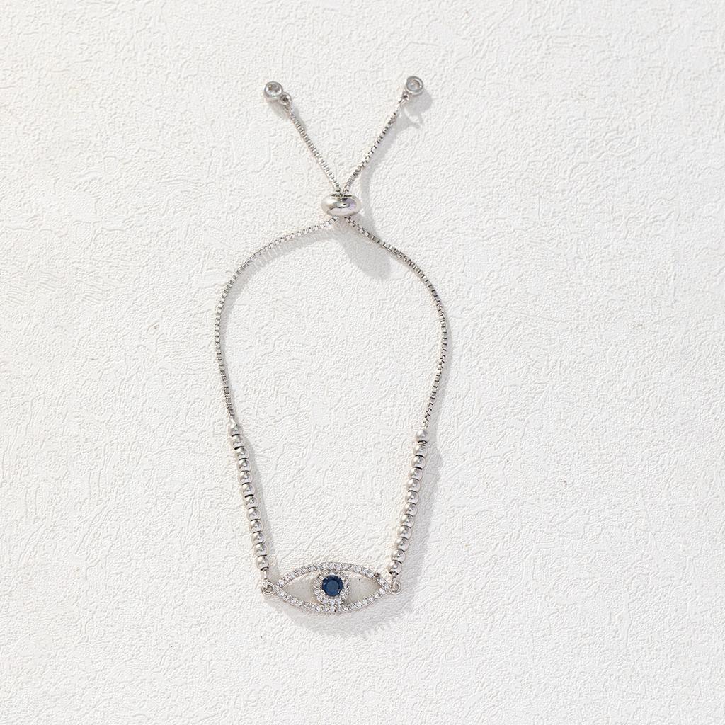 Fashion Drip Enamel Evil Eye Bracelet Versatile Zircon Blue Eye Charm Women's Popular Jewelry Accessory
