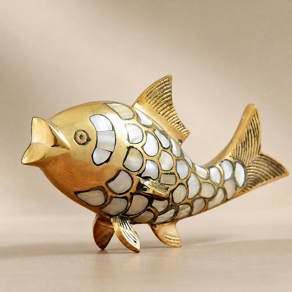 Ocean-Themed Statuette Figurine with Silver Scale Accents Sturdy for Office Desk