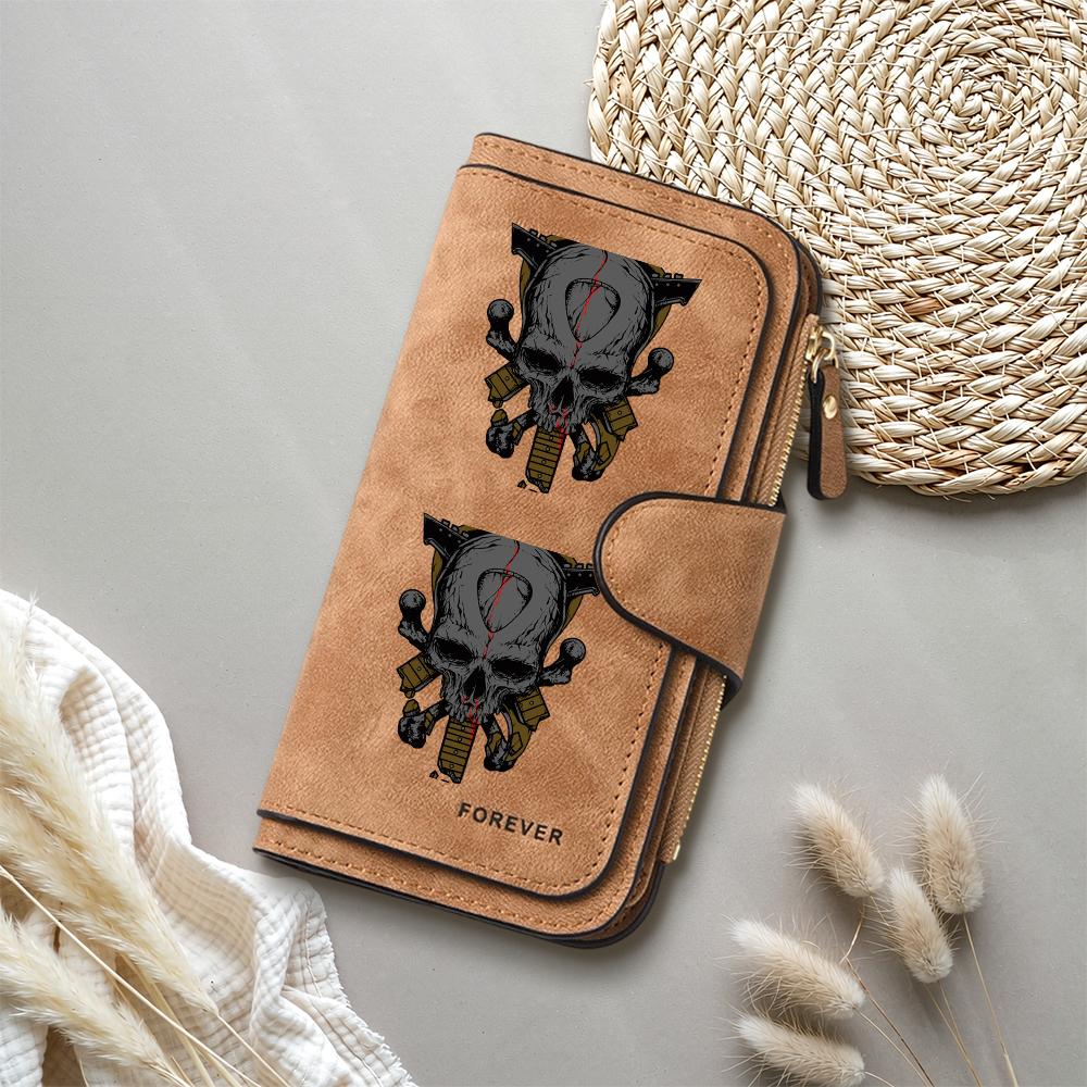 Gothic Skull Print Long Wallet Forever Casual PU Leather Multi Card Holder