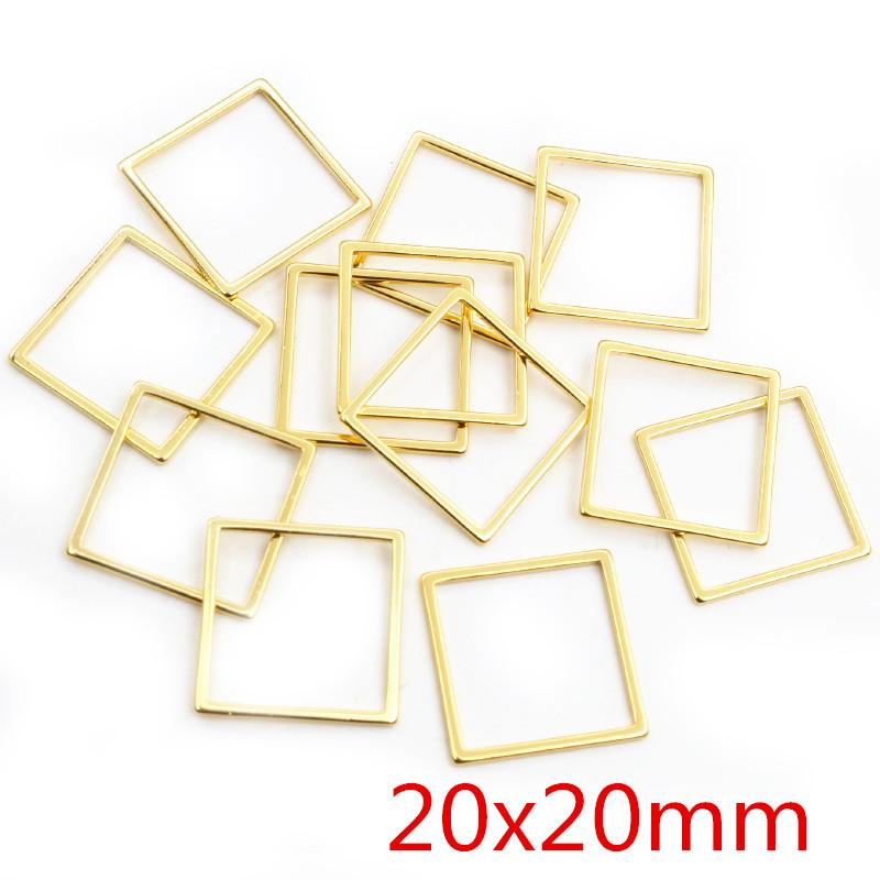 20pcs Stainless Steel Hollow Square Frame Pendant Charms Open Pressed Resin Frame Mold Bezel DIY Jewelry Making Accessories