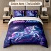 Unicorn Theme Custom Text Or Name 3Pcs Bedding Set 1 Flat Sheet & 2 Pillowcases Personalized Home Bedding