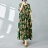 Simple Bohemian Print Dress Short Sleeve Round Neck Summer New Style Elegant Feel Long Dresses Women's Clothing