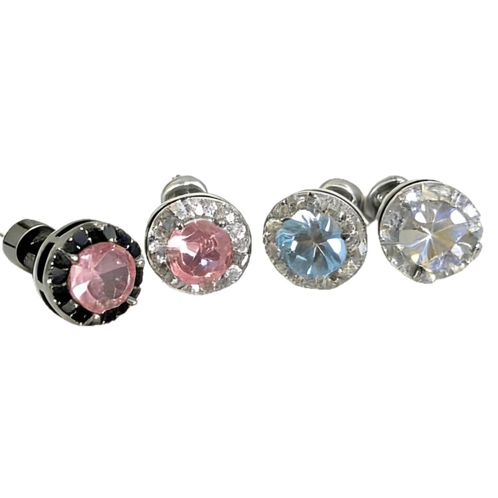 Luxury Cubic Zirconia Conch Stud Earrings with Screw Flat Design