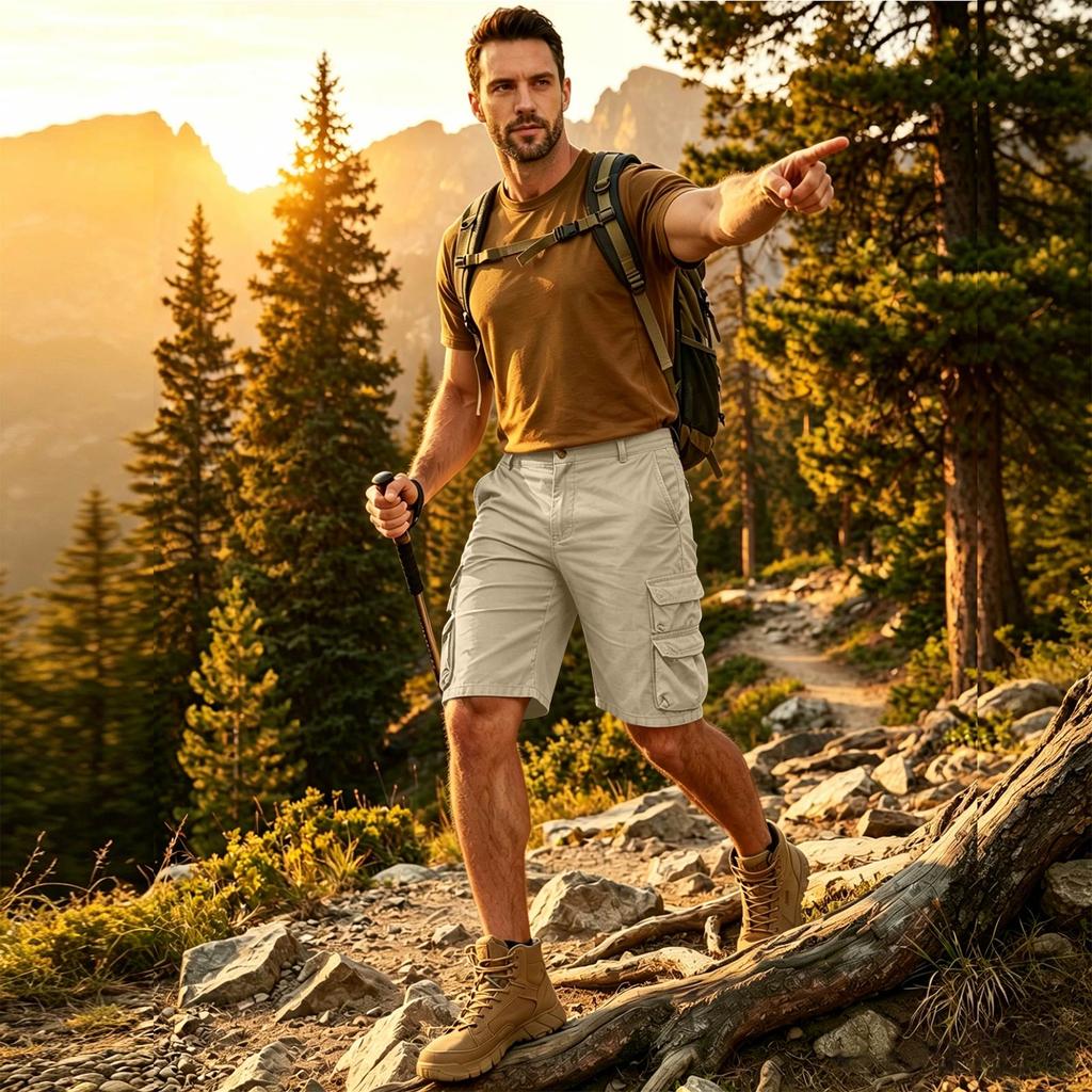 Herren Cargo-Shorts mit großen Taschen Klassische Passform Mehrere Taschen Utility-Shorts Entspannte Passform Freizeit-Shorts für Herren