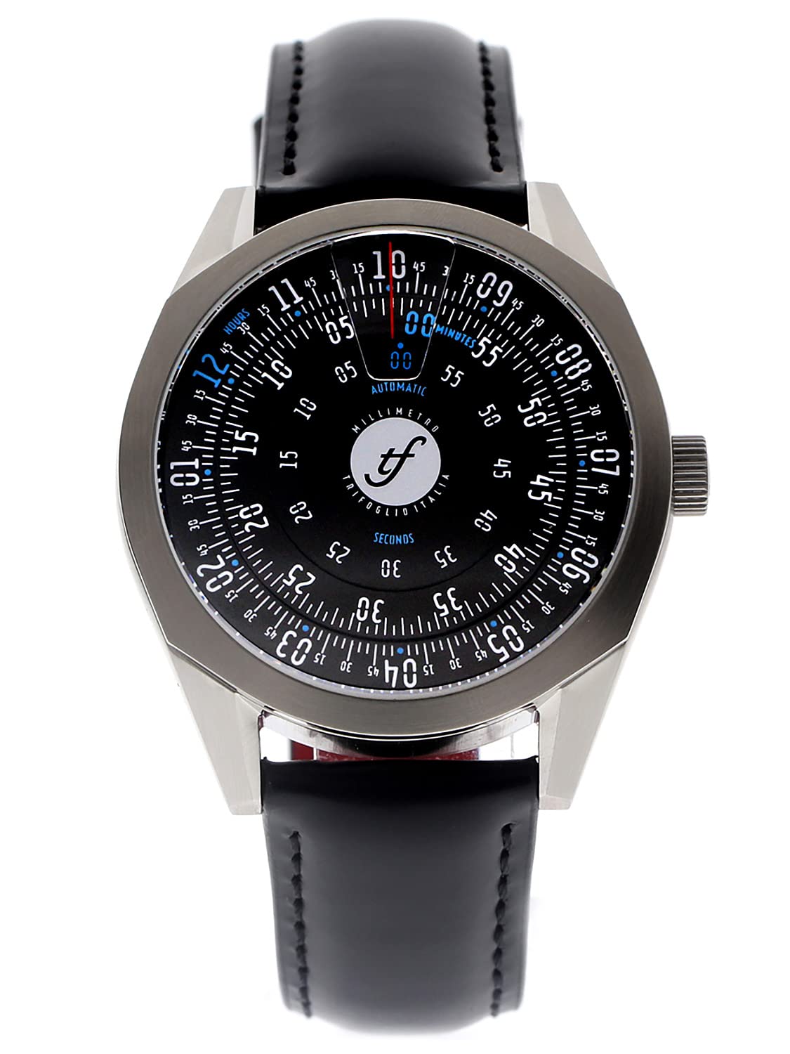 

Millimetro IV MLIV111SSBK Trifoglio Italia MILLIMETRO IV 4th Generation Automatic Watch Rotating Disc Black Dial Black Calf Leather Strap Italian