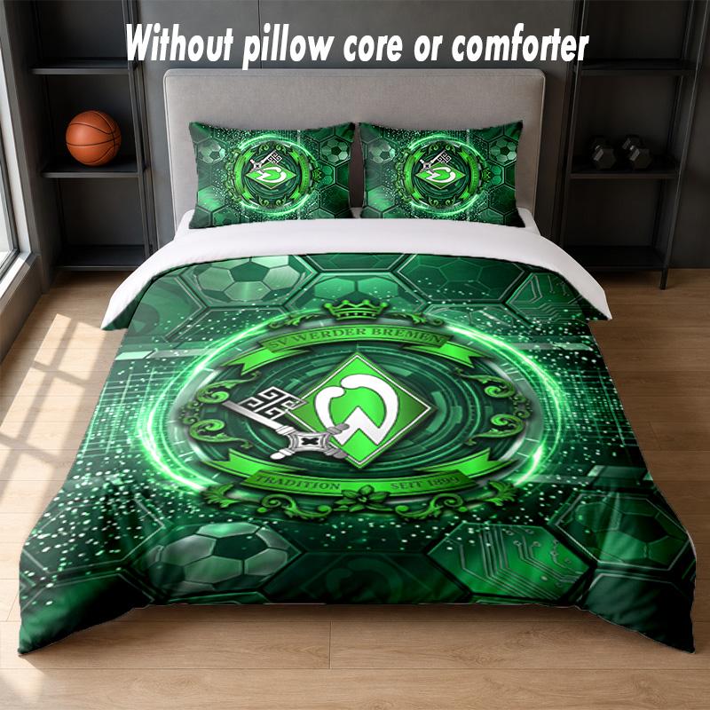Werder Bremen Football Design Bed Bedding Set 1 Duvet Cover + 2 Pillowcases Soft Breathable Household Bed Linens