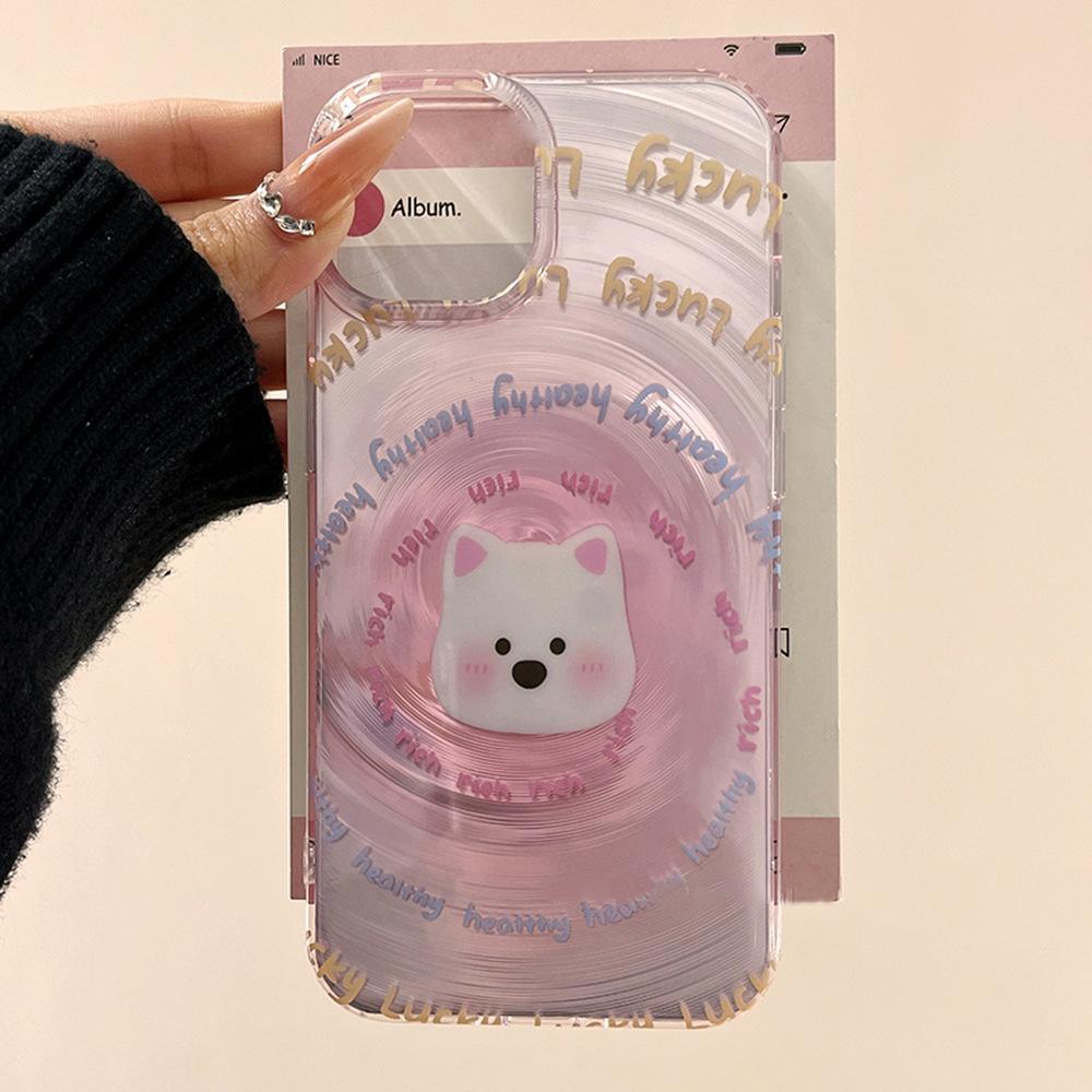 Cute pink puppy for iPhone17ProMax swirl phone case 16 Apple 14/15 big hole factory Apple 17