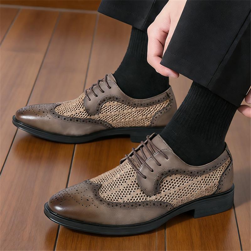 Sommer Mode Neue Atmungsaktive Air Mesh Patchwork Schnürung Oxford Schuhe für Herren Designer Marke Hochzeit Abschlussball Homecoming Schuhe