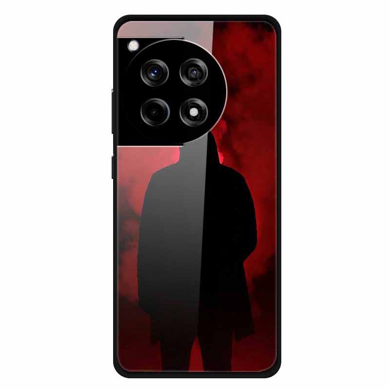 For OnePlus 12R 5G/Ace 3 5G Case Stylish Pattern PC+TPU+Tempered Glass Cell Phone Cover