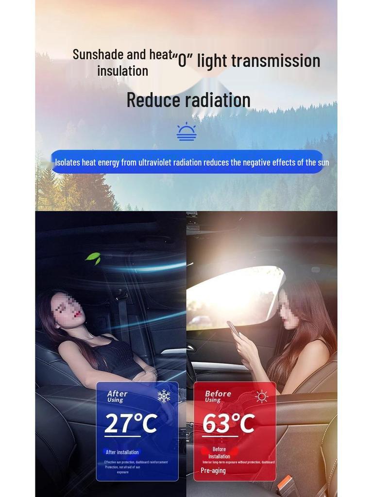 Opaque Car Sunshade Curtain: Side Window Privacy & Heat Insulation for Camping