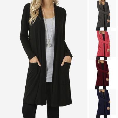 Damen-Cardigan mit offener Vorderseite und weitem Schnitt, langärmlig und Taschen, locker drapiert