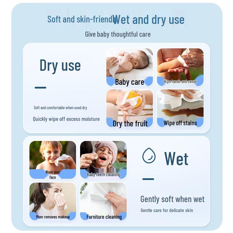 Little Raccoon Baby Soft Cotton Dry & Wet Wipes