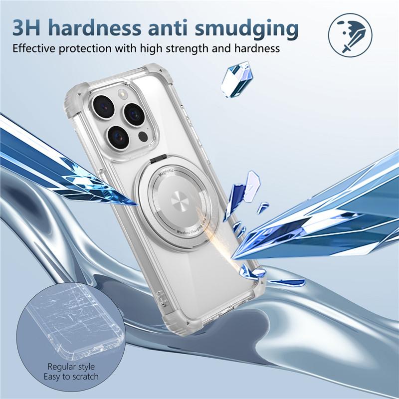 Transparent Magnetic Ring for Magsafe Wireless Charge Cases for IPhone 17 Air 16 Plus 15 14 13 12 11 Pro Max Shockproof Cover